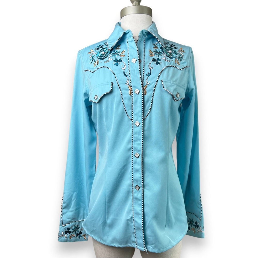 Panhandle Slim Retro Western Shirt Womens Size S Embroidered Cowgirl Rodeo Y2K
